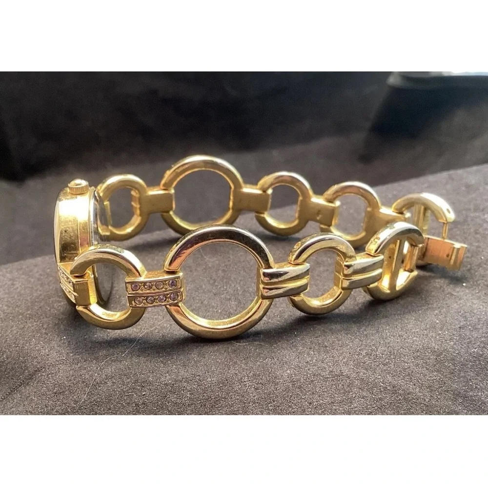 Ladies Stylish VINTAGE Gold Studded Circle Link BRACELET Watch, BY George